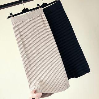 Split Hem Pencil Knit Skirt