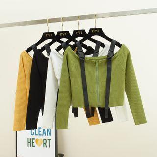 Cold-shoulder Cropped Knit Top