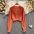 Pointelle Cardigan Tangerine Red - One Size