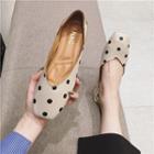 Dotted Faux Leather Square Toe Flats