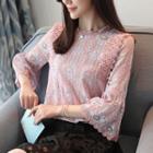 Floral Elbow-sleeve Lace Top