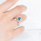 925 Sterling Silver Beaded Fishtail Open Ring Blue - One Size