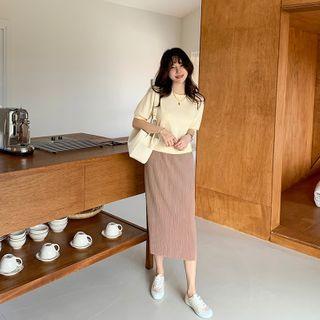 Mock Two-piece Long Dress Cream - One Size