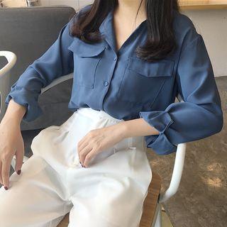 Notch-lapel Chiffon Shirt