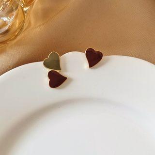 Heart Glaze Asymmetrical Alloy Earring
