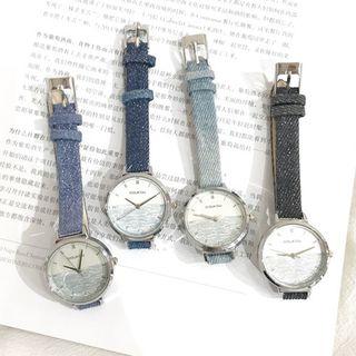 Panel Denim Strap Watch