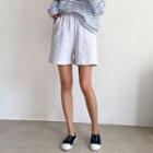 Band-waist Smile Embroidered Shorts