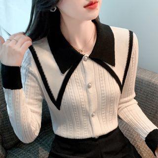 Collar Cable Knit Cardigan