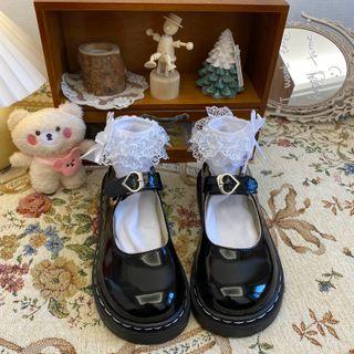 Platform Heart Buckled Patent Mary Jane Shoes