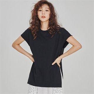 Batwing-sleeve Slit-side Top