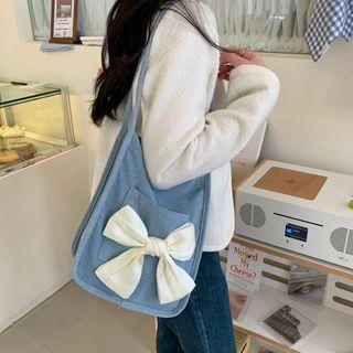 Ribbon Denim Shoulder Bag