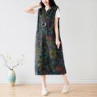 Half Zip Hooded Sleeveless Midi Dress Black - One Size