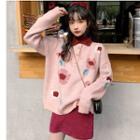 Polo Collar Sweater / Turtleneck Long-sleeve Top / Mini A-line Skirt