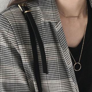 Metal-bar Ring Layered Chain Necklace