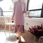 Mock-neck Seam-front Knit Dress