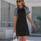 Short-sleeve Leopard Print Mini T-shirt Dress