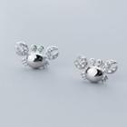 Sterling Silver Rhinestone Crab Stud Earring 1 Pair - S925 Silver - Silver - One Size