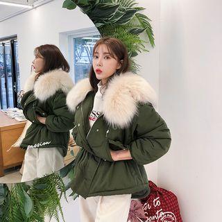 Faux-fur Collar Padded Military Jacket