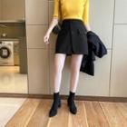Asymmetrical Button-up Mini A-line Skirt