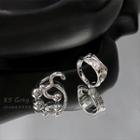 Set Of 2: Melting Alloy Open Ring 1 Pair - Silver - One Size