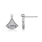 925 Sterling Silver Bright Love Skirt Cubic Zirconia Stud Earrings Silver - One Size
