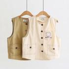 Contrast Stitching Embroidered Vest