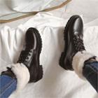 Sherpa-fleece Trim Rugged-sole Lace-up Short Boots