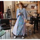 Crew-neck Puff-shoulder Cardigan