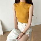 Mock Neck Knit Top Yellow - One Size