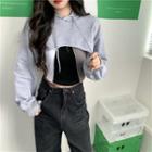 Panel Tank Top / Long-sleeve Cropped Hoodie