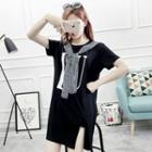 Mock Two-piece Lettering T-shirt Dress