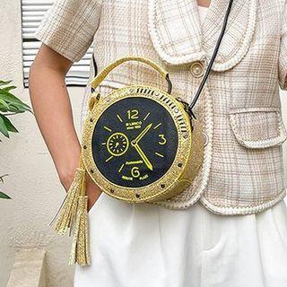 Faux-leather Color Tasseled Cross Shoulder Bag