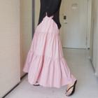 Shirred Tiered A-line Maxi Skirt