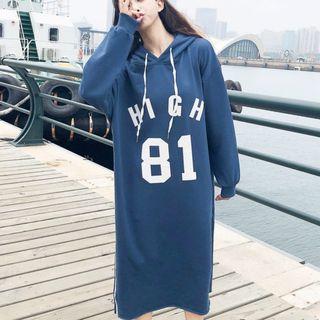 Lettering Hooded Sweatshirt Skirt