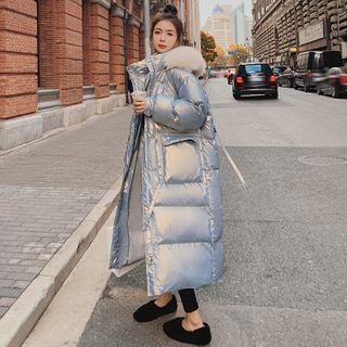 Patent Padded Zip-up Long Parka
