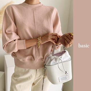 Seam-trim Plain Sweatshirt
