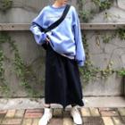 Lettering Pullover / Plain A-line Midi Skirt