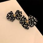 Leopard Print Bow Earring 1 Pair - Black - One Size