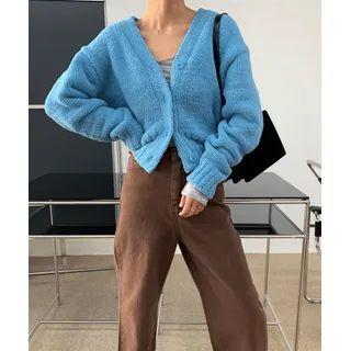 V-neck Thick Knit Cardigan