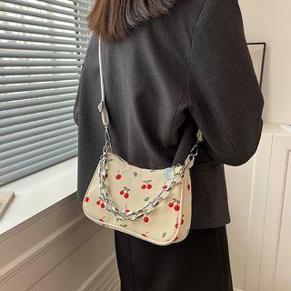 Cherry Print Canvas Shoulder Bag
