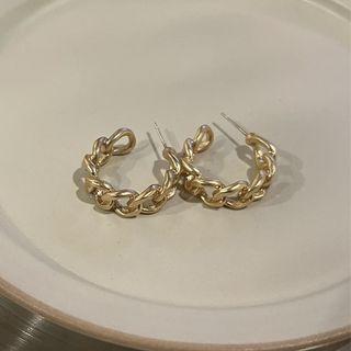 Chain Alloy Hoop Earring 1 Pair - Gold - One Size