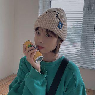 Bear Embroidered Knit Beanie