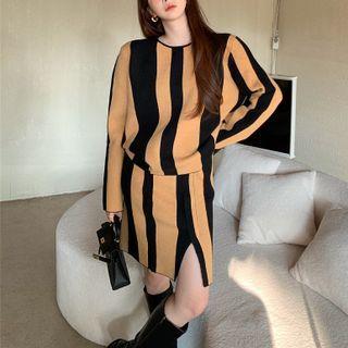 Pinstripe Sweater / Pencil Skirt