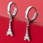 Eiffel Tower Rhinestone Sterling Silver Dangle Earring S925 Silver - 1 Pair - Silver - One Size