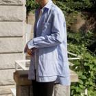 Layered-hem Loose-fit Striped Shirt