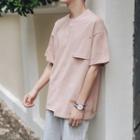Elbow-sleeve Up-side-down Pocket T-shirt