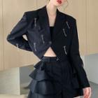 Metal Accent Cropped Blazer