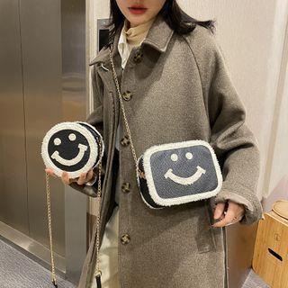 Smiley Face Faux Leather Crossbody Bag