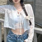 Lace Camisole Top / Long-sleeve V-neck Lace Cardigan
