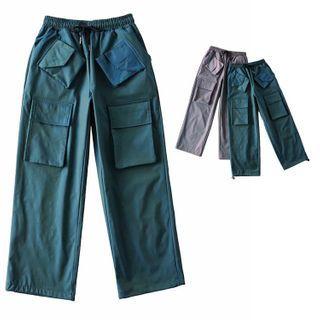 Multi-pocket High-waist Straight Leg Pants